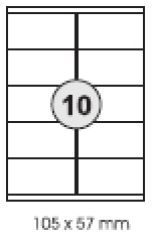 100 B�gen = 1000 Etiketten 105,0 x 57,0 mm, wei�