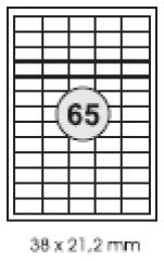 100 B�gen = 6500 Etiketten 38,0 x 21,2 mm, wei�