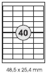100 B�gen = 4000 Etiketten 48,5 x 25,4 mm, wei�