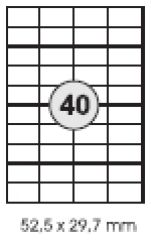 100 B�gen = 4000 Etiketten 52,5 x 29,7mm, wei�