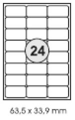 100 B�gen = 2400 Etiketten 64,6 x 33,8 mm, wei�