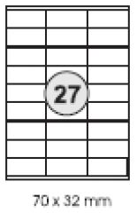 100 B�gen = 2700 Etiketten 70,0 x 32,0 mm, wei�