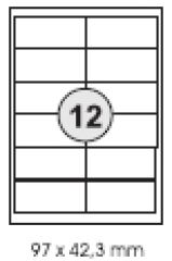 100 B�gen = 1200 Etiketten 97 x 42,3 mm, wei�